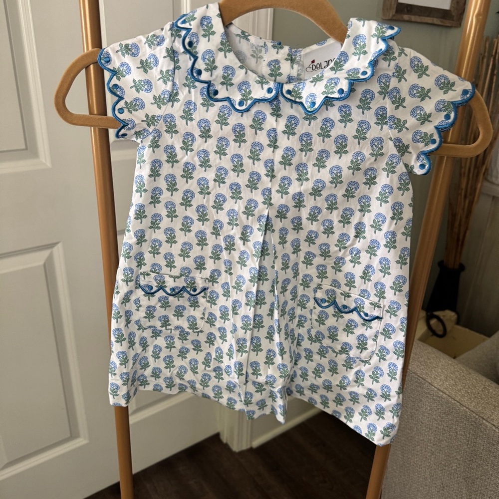 Adorable Kids Blue and White Tree Print Dress